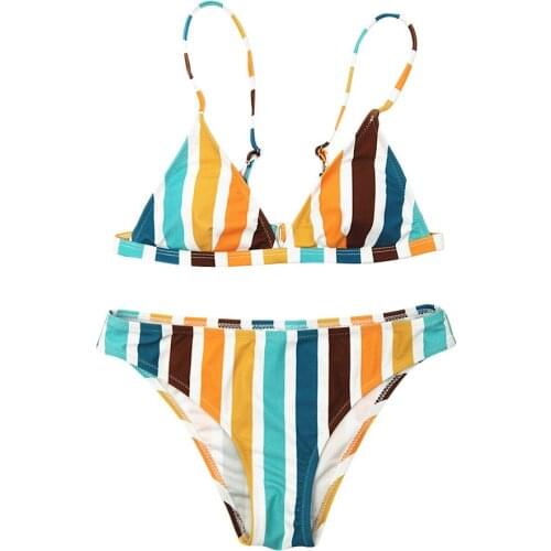 WOMAIL Bikini 2019 Sexy Women Swimwear Brazilian Bikini Push Up Swimsuit Beachwear Rainbow Bather Suit Thong Bikini Set L30504