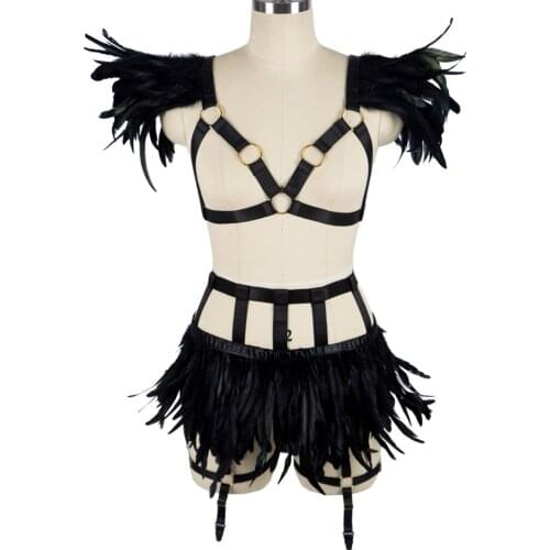 Sexy Lingerie Harness Belt Set Hollow Out Garter Belts Top Strappy Bondage Waist Festival Rave Bra Suspender Womens Clothing