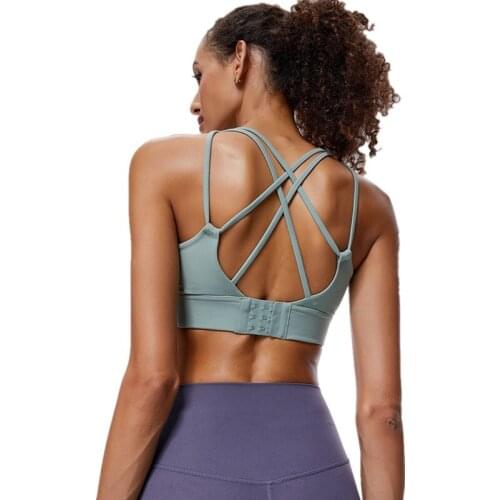 Summer New Adjustable Back Buckle Women High Strength Sports Bra Quick-Drying Yoga Bra Back Cross Running Shockproof Fitness Bra