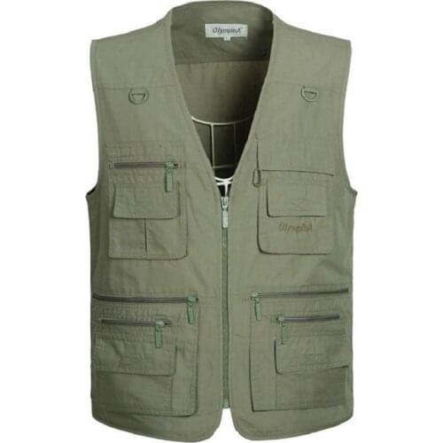 Large Size Olympina Mens Army Casual Vests With Many Pockets Male Sleeveless Fashion Waistcoats Plus Size XL-5Xl