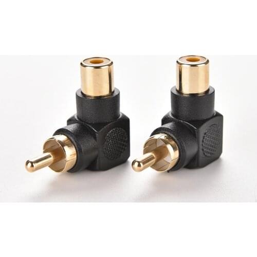 1PC Black 90 Degree Right Angle RCA Male to Female M/F Connector Adapter Audio AV Plug Converter