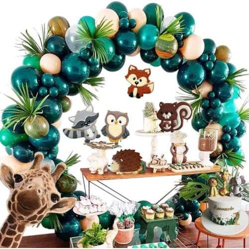 120pcs Jungle Summer Theme Party Balloons Decoration Green Ballons Garland Childrens Birthday Baby Shower Forest Party Decor