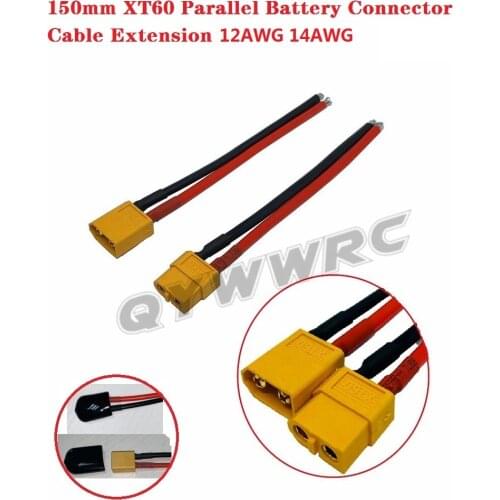 Wholesale 150mm XT60 Parallel Battery Connector 12/14WAG Cable Extension DIY male&female battery Cable With insulated plug cover
