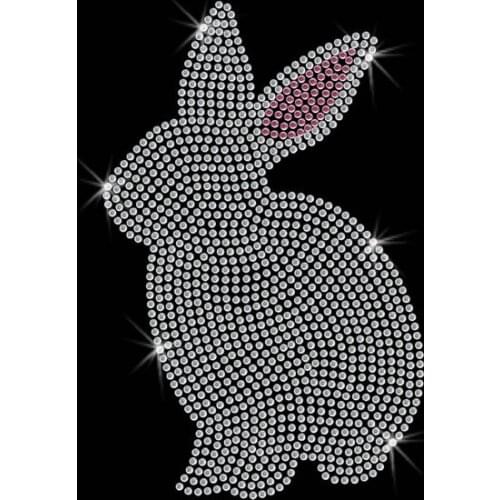 2pc/lot Cute Bunny Motif Rhinestone Transfer Rhinestone Transfer hot fix rhinestone applique iron on applique patches