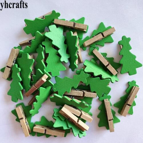 20PCS/LOT.Wood Xmas tree clip Name card clip Lomo Mini picture clip Home decoration Kindergarten crafts DIY toys Cheap sales
