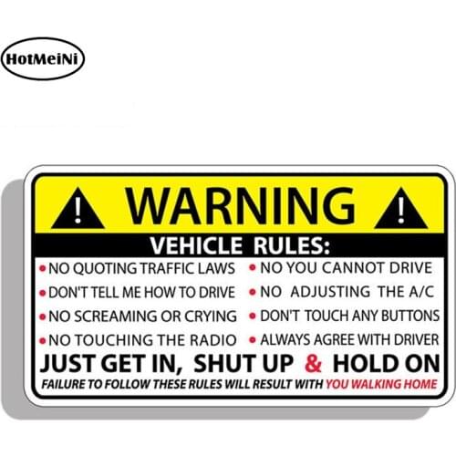 HotMeiNi 13cm x 7.3cm Vehicle Safety Warning Rules Sticker Decal Window Graphic Bumper JDM Waterproof Car Stickers