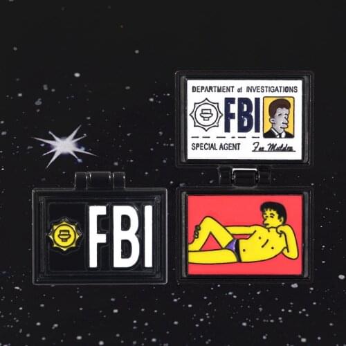 The Springfield Files Mulders wallet Files FBI Flip Brooches Pins For Friends