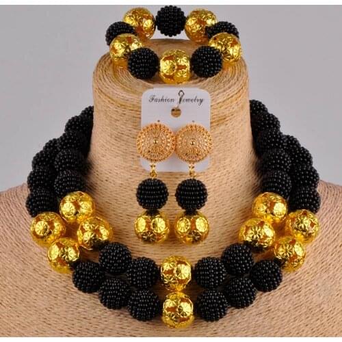 Black african fashion jewelry set simulated pearl necklace african set nigerian wedding beads set ZZ09