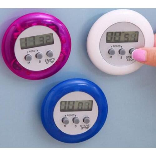 Digital Alarm Kitchen Cooking Timers Gadgets Mini Round LCD Display Count Down Tools With Clip LX6630