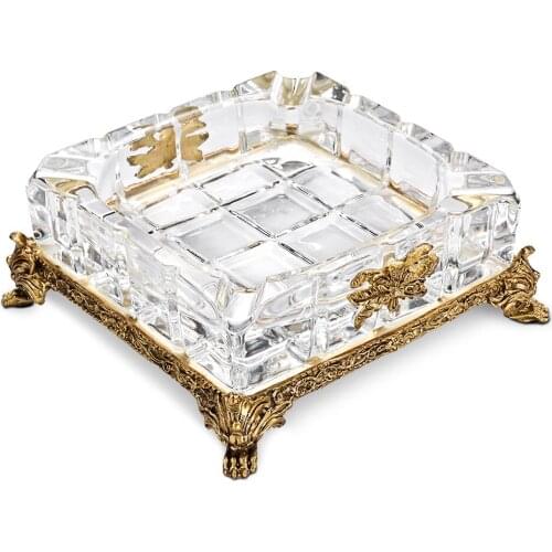 CIGARLOONG Cigar Ashtray Crystal Fashion Creative Bronze Sculpture European Large Household Crystal Ashtray