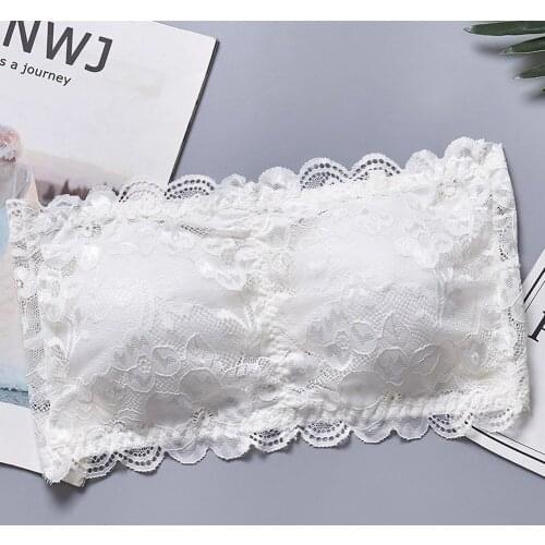 Women Sexy Hot Full cup thin Lace Strapless Non Slip Wrap Bra Students Three Breasted Underwear Lace Three Breasted Bra