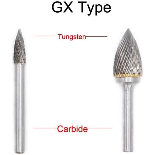 GX1225M06 4328 12mm GX1425M06 4329 14mm GX1625M06 4330 16mm Cone Taper Tungsten GX Double Groove Cut Grinding Rotary Rasp File