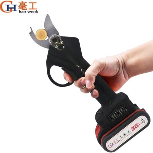 Haowook 36VF 2000mAh Wireless Electric Rechargeable Scissors Pruning Shears Tree Garden Pruner Secateur Branches Pruning Tools