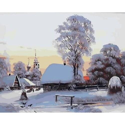 5d Diy Painting Snow House Village Scenery Needlework Diamond Mosaic Cross Stitch Kits Embroidery Home Decor Craft Sale Kit