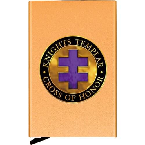Classic Fashion Metal Men Women Credit Card Holder Knights Templar Cross Of Honor Printing Travel ID Cardholder Case Rfid Wallet