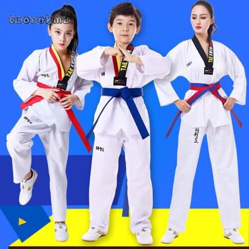 Taekwondo Wtf Men Women Sanda Judo Suits Children Fight Karate Uniform Kids Clothes Baby Girls Boys Training Sports Clothing Set