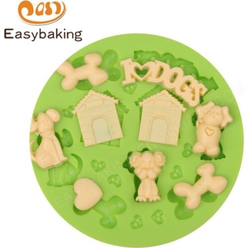 Kitchen Accessories Baking Mold I LOVE DOG Theme Kennel Bone Pattern Silicone Mould DIY Fondant Chocolate Cake Decorating