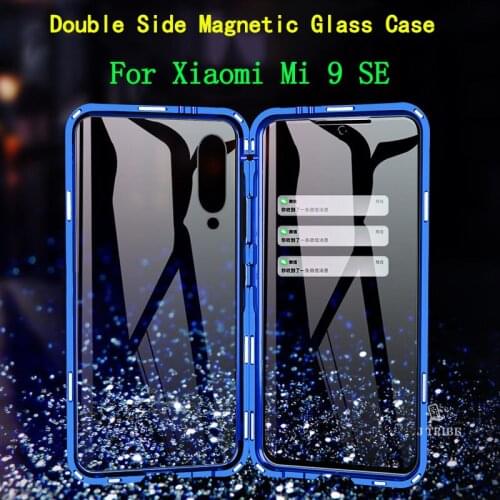 Magnetic Adsorption Flip Phone Case For Xiaomi Mi 9 SE Metal Coque 360 Full Protector Cover Mi 9 Mi9 SE Double Side Glass Fundas