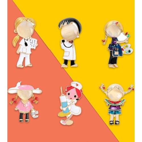 Cute Doctors Boys And Girls Opal Medical Brooches Nurse Enamel Pin Metal Backpacks Hat Badge Jewelry Gifts For Medical Graduates