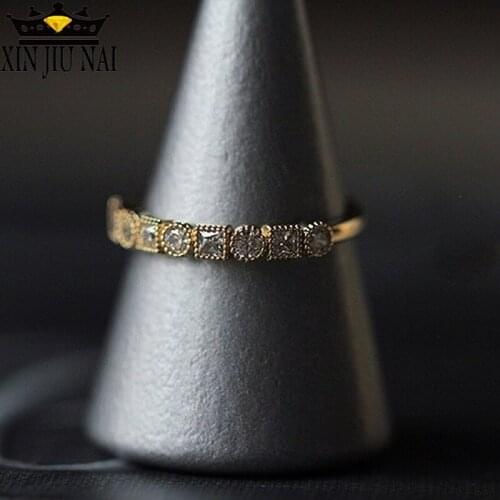 Fashion lady simple retro square round crystal ring female chic exquisite exquisite ring fine jewelry gift preferred