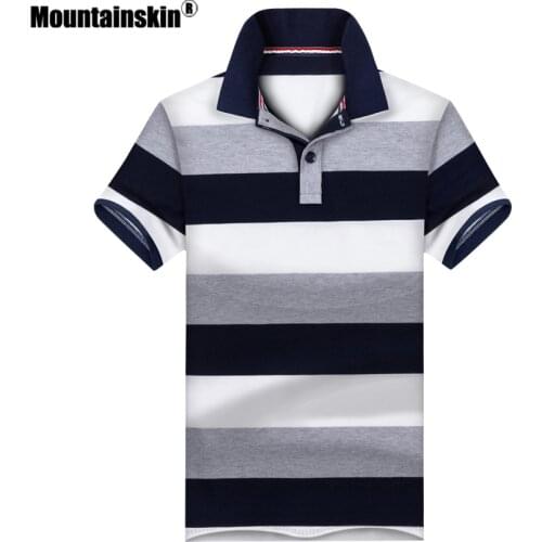 Mountainskin New Casual Mens Shirt Cotton Short Sleeve Shirts Mens Brand Clothing Male Striped Stand Collar Tops Clothing SA695