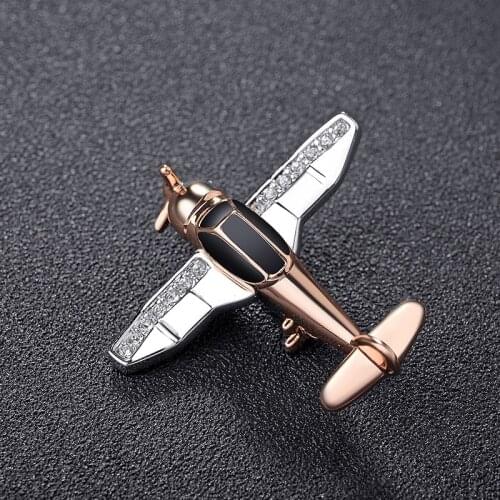 Men Top Simple Crystal small aircraft Brooch Women Rhinestone Pin High Quality Wedding Party Gift airplane Brooches H1280
