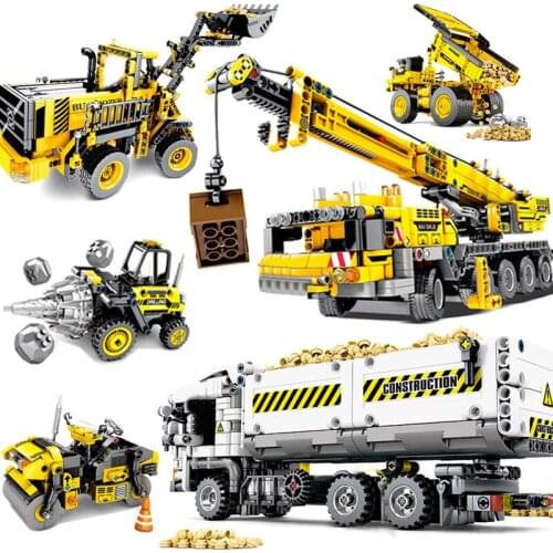 New City Engineering Truck Excavator Model Building Blocks Brick Set City Kids Toys for Children Gift