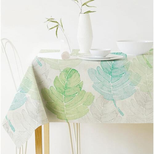 Pastoral Style Decorative Tropical plant leaves Table Cloth Cotton Linen Tablecloth Dining Table Cover For Kitchen Home Decor