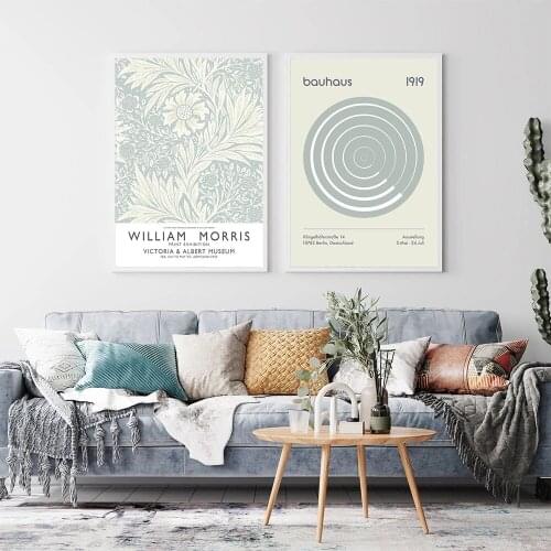 William Morris Flower Poster Bauhaus Green Canvas Painting Nordic Art Print Modern Wall Picture For Living Room Home Decor