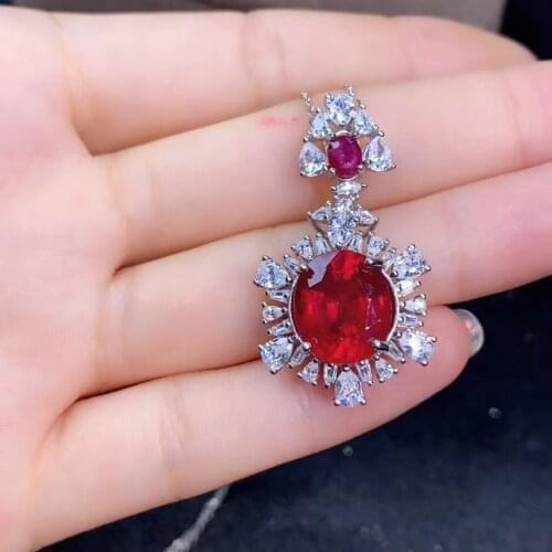 New Arrival Natural and Real Ruby necklace pendant S925 sterling silver Natural real ruby Pendant