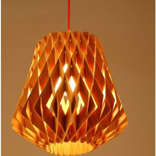 Nordic wood diamond Pendant Lights Retro solid wood Pendant Lamp For dining room Solid wood combination cafe Home lighing PA0516