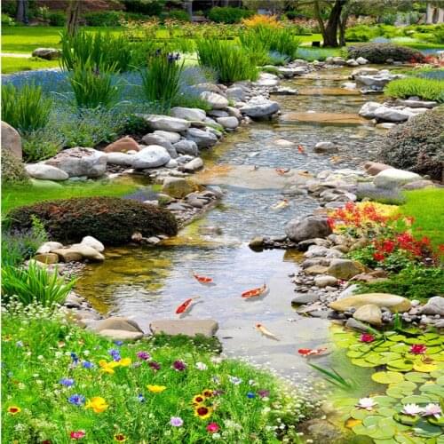 Custom mural Park stream water 3d flooring wallpaper living room PVC waterproof self-adhesive 3d flooring wallpaper Beibehang