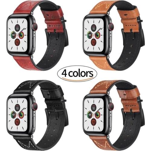 Cow Leather Strap For Apple Watch 5 Band 44mm iWatch Series 4 3 2 1 Smart Accessories 42mm Loop 38mm Bracelet Replacement 40mm