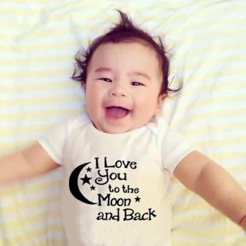 I Love You to the Moon and Back Print Fashion Baby Boys Girls Infant Playsuits One Piece Lovely Baby Kids Romper Bodysuits 0-24M
