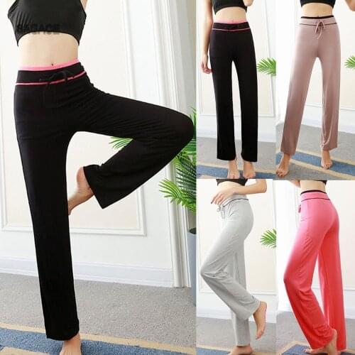 SAGACE Women elastic sports trousers loose jogging fitness wide leg pants Lady printed casual straps harem pants trousers A427