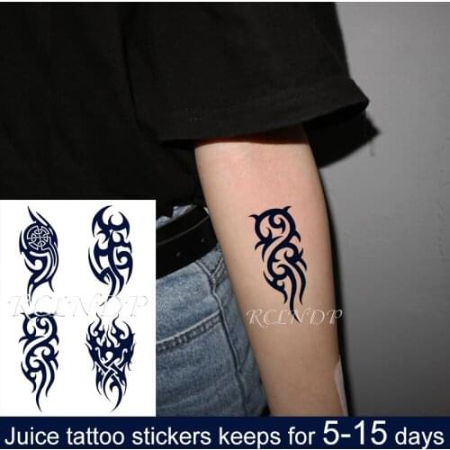 Waterproof Temporary Juice Ink Tattoo Sticker Sharp Line Pattern Totem Fruit Gel Long Lasting Art for Men Women