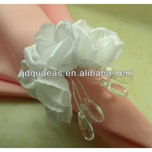 Pearl wiht crystal napkin ring made of silk flower, napkin holder