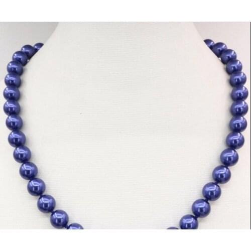 12mm Dark Blue Shell Pearl Round Beads Necklace 18" 36Inch AAA