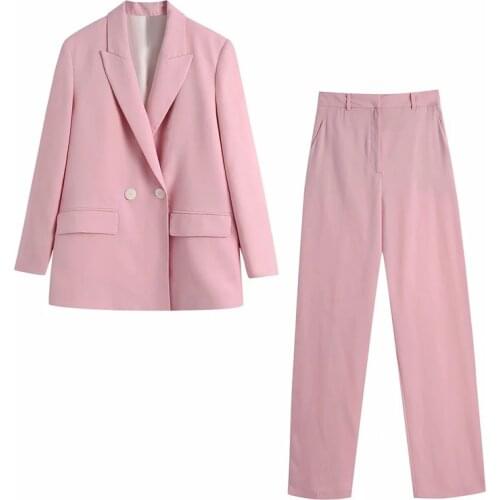Matching Set Blazer And Pants England Fashion Style Blazer Femme Two Piece Set Women Outfit Pink Jacket Suit