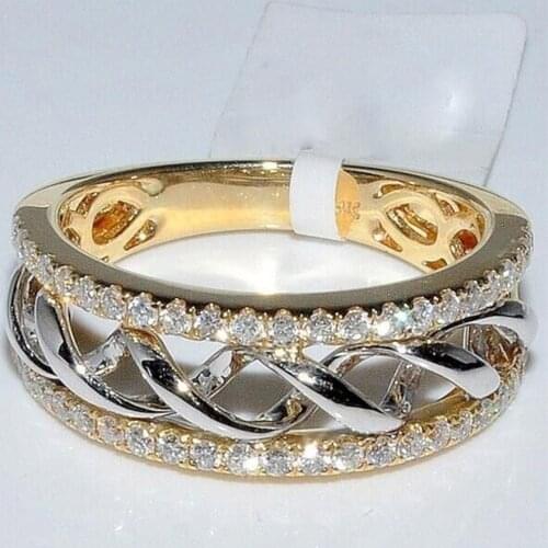 Milangirl Women Ring Bicolor Spiral Zircon Ring Girl Mood Ring Charm Fashion Exquisite Girl Decoration Personality Wild Jewelry