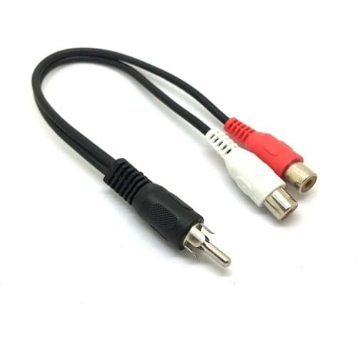 1 RCA Male Mono to 2 RCA Female Stereo Audio Splitter A/V Y Cable Lead cord NEW