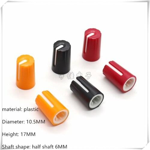 10 Piece 10.5*17MM half shaft plastic knob potentiometer rotary encoder volume switch knob suitable for D axis 6MM