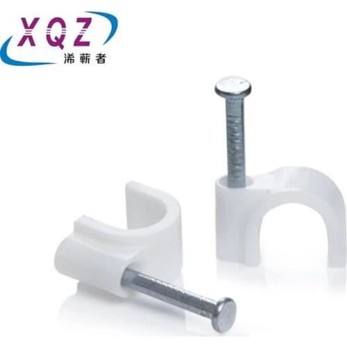 100PCS Round Cable Wire Clips 6mm 8mm Cable Management RG6 CAT6 RJ45 Electrical Wire Cord Tie Holder Circle Cable Clips white