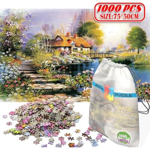 1000Pcs 3D Paper Jigsaw Puzzle for adults kids toys puzzles wooden Educational Toys Decoration Stickers Idyllic Landscape