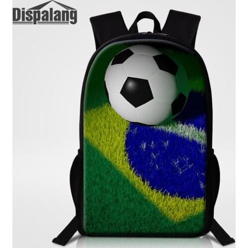 16-inch Pupils Schoolbag Boys Fashion Football Soccers Printed Double Shoulder Backpacks Large Capacity Back To School Book Bags
