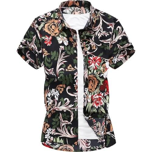 2019 Summer new Men floral Hawaiian vacation Party Short sleeve shirts Hip hop fashion Plus Size 6XL 7XL shirt camisa masculina