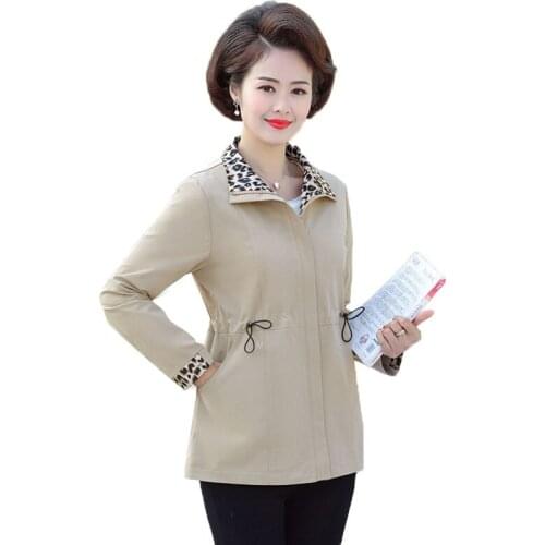 2021 Spring Autumn New Womens Coat Tops Fashion Middle-Aged Female jacket Short Casual Zipper Coats Outerwear Plus size 5XL A14