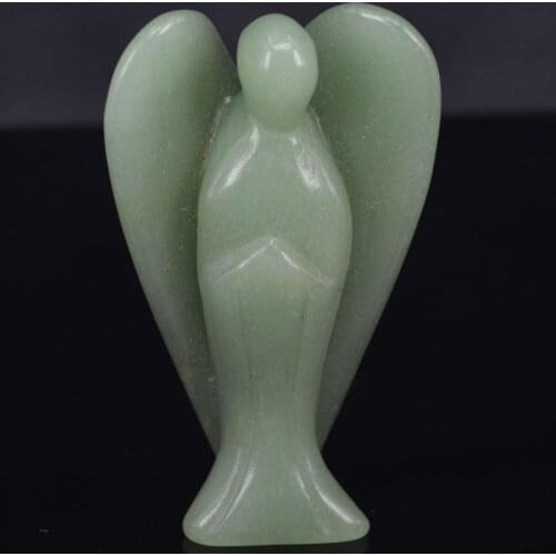 3 Inch Natural Green Aventurine Crystal Gemstone Carving Angel Statue Lucky Crafts Stone Figurine Chakra Healing Reiki Stone
