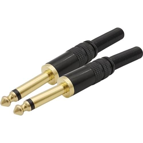 6.35mm 1/4 inch Mono Audio Connector 6.35 Mono Male Plug Microphone Plug Assembly Wire Connector Audio speaker with Spring