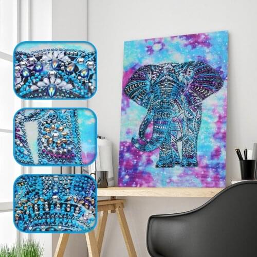Special Shaped Diamond Animal Elephant Painting DIY 5D Partial Drill Cross Stitch Kits Crystal Rhinestone Arts Home Decor